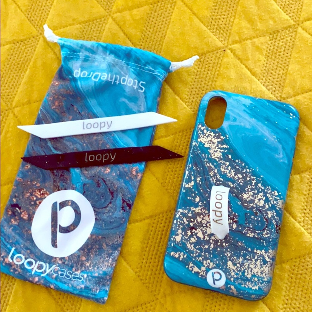 Loopy Case iPhone XR phone case teal/gold